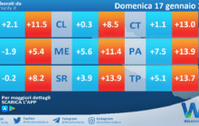 Temperature attese per domenica 17 gennaio 2021 in Sicilia