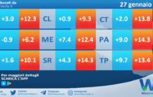 Temperature previste per mercoledì 27 gennaio 2021 in Sicilia