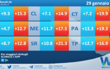 Temperature previste per venerdì 29 gennaio 2021 in Sicilia