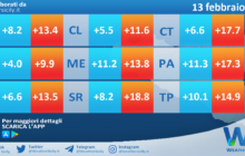 Temperature previste per sabato 13 febbraio 2021 in Sicilia