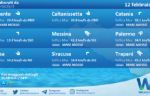 Sicilia: condizioni meteo-marine previste per venerdì 12 febbraio 2021