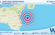 Sicilia: scossa di terremoto magnitudo 3.7 nel Mar Ionio Meridionale (MARE)