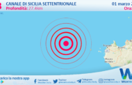 Sicilia: scossa di terremoto magnitudo 3.3 nel Canale di Sicilia settentrionale (MARE)