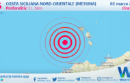 Sicilia: scossa di terremoto magnitudo 2.5 nei pressi di Costa Siciliana nord-orientale (Messina)