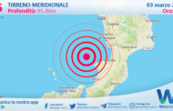 Sicilia: scossa di terremoto magnitudo 2.6 nel Tirreno Meridionale (MARE)