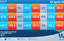 Temperature previste per sabato 03 aprile 2021 in Sicilia