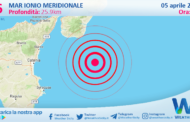 Sicilia: scossa di terremoto magnitudo 2.6 nel Mar Ionio Meridionale (MARE)