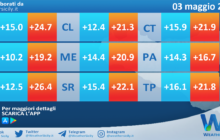 Temperature previste per lunedì 03 maggio 2021 in Sicilia