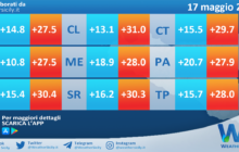 Temperature previste per lunedì 17 maggio 2021 in Sicilia