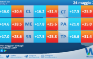 Temperature previste per lunedì 24 maggio 2021 in Sicilia