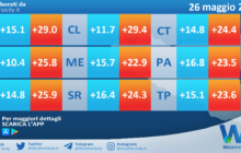 Temperature previste per mercoledì 26 maggio 2021 in Sicilia