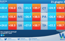 Temperature previste per lunedì 21 giugno 2021 in Sicilia