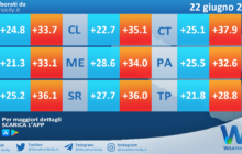 Temperature previste per martedì 22 giugno 2021 in Sicilia