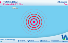 Sicilia: scossa di terremoto magnitudo 2.7 nei pressi di Tunisia [Sea]