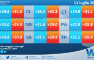 Temperature previste per domenica 11 luglio 2021 in Sicilia