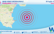 Sicilia: scossa di terremoto magnitudo 2.5 nel Mar Ionio Meridionale (MARE)