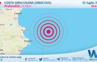 Sicilia: scossa di terremoto magnitudo 2.7 nei pressi di Costa Siracusana (Siracusa)