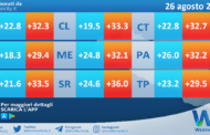 Temperature previste per giovedì 26 agosto 2021 in Sicilia