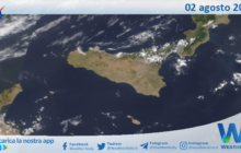 Sicilia: immagine satellitare Nasa di lunedì 02 agosto 2021