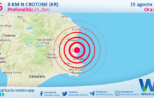 Sicilia: scossa di terremoto magnitudo 2.6 nei pressi di Crotone (KR)