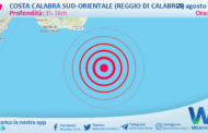 Sicilia: scossa di terremoto magnitudo 2.7 nei pressi di Costa Calabra sud-orientale (Reggio di Calabria)