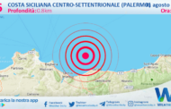 Sicilia: scossa di terremoto magnitudo 3.6 nei pressi di Costa Siciliana centro-settentrionale (Palermo)