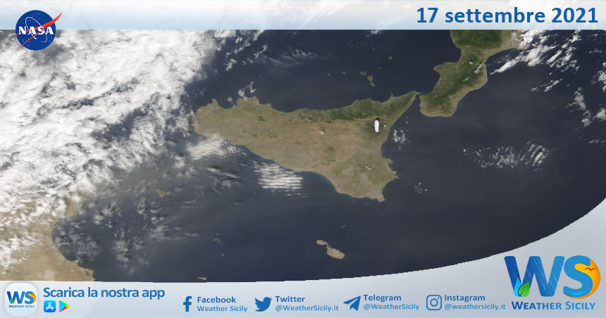 Sicilia: immagine satellitare Nasa di venerdì 17 settembre 2021