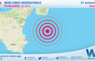 Sicilia: scossa di terremoto magnitudo 2.7 nel Mar Ionio Meridionale (MARE)