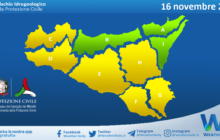 Sicilia: emessa allerta meteo gialla sul settore occidentale e centro-meridionale per martedì 16 novembre 2021.