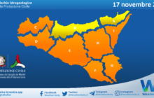 Sicilia: emessa allerta meteo arancione sul settore occidentale e centro-meridionale per mercoledì 17 novembre 2021