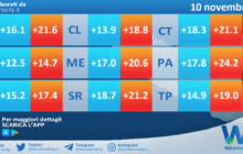 Temperature previste per mercoledì 10 novembre 2021 in Sicilia