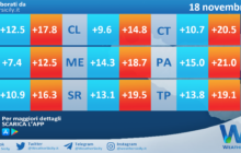 Temperature previste per giovedì 18 novembre 2021 in Sicilia