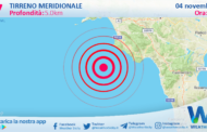 Sicilia: scossa di terremoto magnitudo 2.7 nel Tirreno Meridionale (MARE)