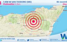 Sicilia: scossa di terremoto magnitudo 2.8 nei pressi di San Teodoro (ME)