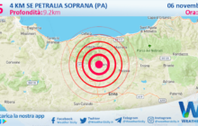 Sicilia: scossa di terremoto magnitudo 2.5 nei pressi di Petralia Soprana (PA)