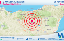 Sicilia: scossa di terremoto magnitudo 2.8 nei pressi di Sperlinga (EN)