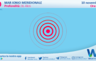 Sicilia: scossa di terremoto magnitudo 3.0 nel Mar Ionio Meridionale (MARE)