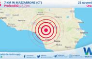 Sicilia: scossa di terremoto magnitudo 2.5 nei pressi di Mazzarrone (CT)