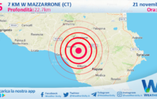 Sicilia: scossa di terremoto magnitudo 2.5 nei pressi di Mazzarrone (CT)