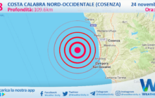 Sicilia: scossa di terremoto magnitudo 2.8 nei pressi di Costa Calabra nord-occidentale (Cosenza)