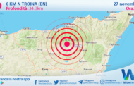 Sicilia: scossa di terremoto magnitudo 2.9 nei pressi di Troina (EN)