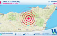 Sicilia: scossa di terremoto magnitudo 2.9 nei pressi di Troina (EN)