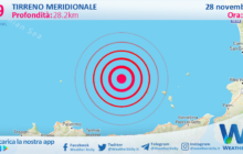 Sicilia: scossa di terremoto magnitudo 2.9 nel Tirreno Meridionale (MARE)