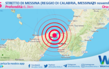 Sicilia: scossa di terremoto magnitudo 2.5 nei pressi di Stretto di Messina (Reggio di Calabria, Messina)