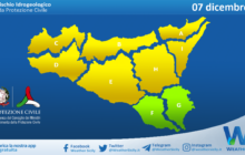 Sicilia: emessa allerta meteo gialla per martedì 7 dicembre 2021, ad eccezione del settore sud-orientale.