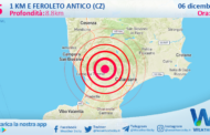 Sicilia: scossa di terremoto magnitudo 2.5 nei pressi di Feroleto Antico (CZ)