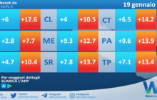 Temperature previste per mercoledì 19 gennaio 2022 in Sicilia