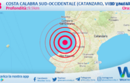 Mar Tirreno: scossa di terremoto magnitudo 4.3 nei pressi di Costa Calabra sud-occidentale.