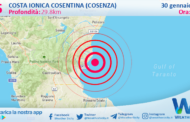 Sicilia: scossa di terremoto magnitudo 2.5 nei pressi di Costa Ionica Cosentina (Cosenza)