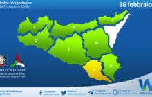 Sicilia: avviso rischio idrogeologico per sabato 26 febbraio 2022